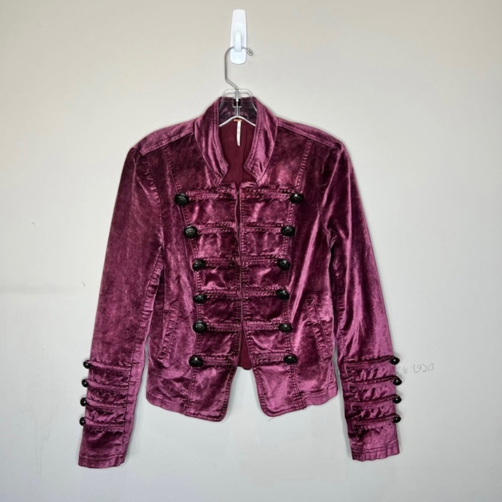 Free People Velvet Fitted Military Jacket Small - Picture 4 of 7
